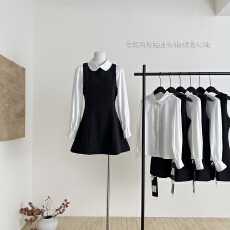 批发avenement/天丝羊毛混纺<b class='q'>无袖</b><b class='q'>连衣裙</b>a字背心裙收腰叠穿学院风女