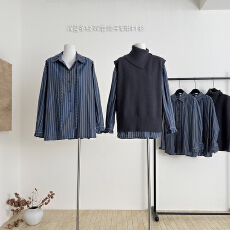 批发宝藏叠叠<b class='q'>马甲</b> 全羊毛可拆卸围脖两穿V领针织背心