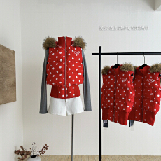 批发自制美式波点满印毛领棉<b class='q'>马甲</b><b class='q'>男</b>女秋冬宽松百搭休闲叠穿外套