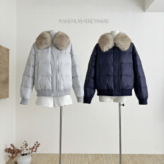 批发板栗可可Bankelili'软心泡芙'可拆卸毛领保暖90白鸭绒羽绒服女冬