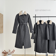 批发外卖到了 梨泰院大衣 可拆领!韩系氛围女主双面呢大衣毛呢外套