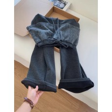 批发深灰色加绒卫裤休闲窄版直筒裤子冬加厚<b class='q'>女</b><b class='q'>长裤</b>宽松裤裙屁帘裤外穿