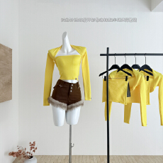 批发<b class='q'>明星</b><b class='q'>同款</b>1JINN STUDIO纯色针织坎肩开衫卷边抹胸半裙两穿<b class='q'>套装</b>