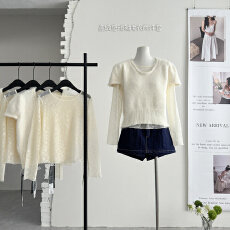 批发红人馆羊毛针织衫女2026超火减龄绝美巨好看的上衣高级感短袖毛衣