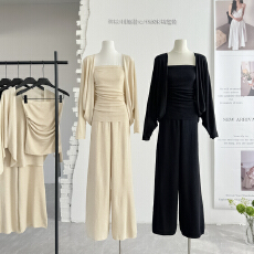 批发左边女装慢半拍微风系列套装2026<b class='q'>春</b>季新款开衫/抹胸背心/休闲长裤