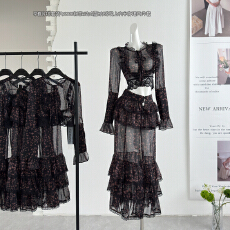 批发灰尘邓邓 早春穿搭套装女2026新款法式<b class='q'>雪纺</b>碎花上衣半身裙<b class='q'>两件套</b>