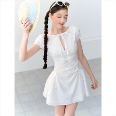 批发【3月23日新品】原创刺绣镂空蝴蝶结收腰显瘦<b class='q'>连衣裙</b>