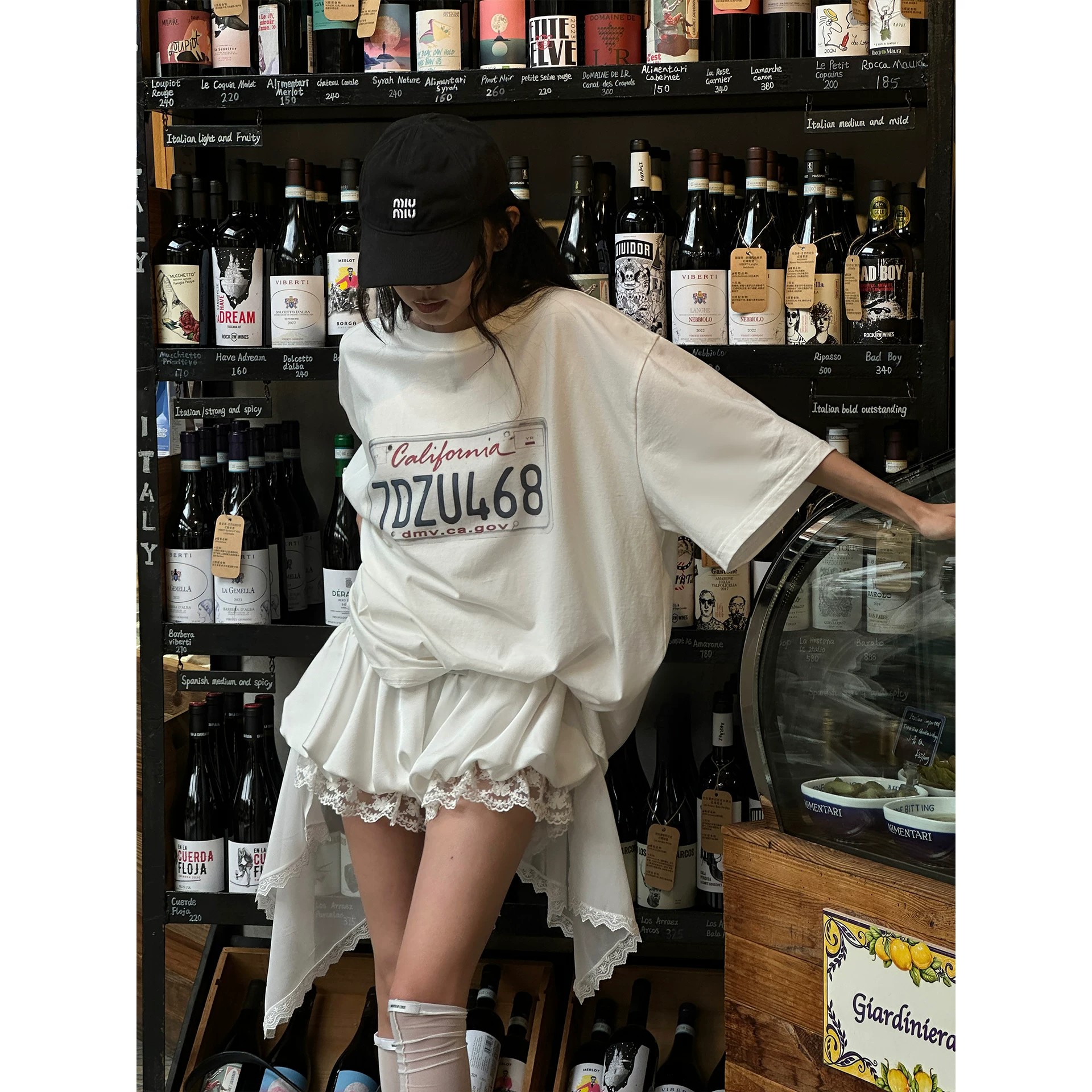 한 좋은 달콤한 warden edge 화이트 꽃밭 반바지 여성 여름 핫걸 레이스 레이스 로우 웨이스트 와이드 레그 팬츠 핫 바지