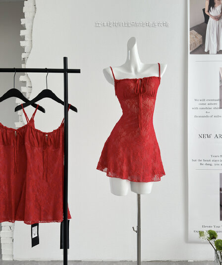 skk store 웨이 팬 모니카 staycation 치마 3 차원 자카드 질감 슬립 미니 스커트 드레스