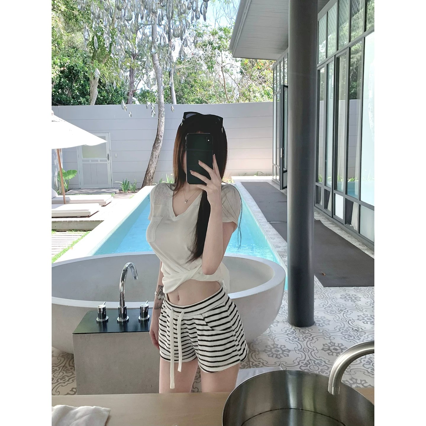 suuuicee 무료 holidday 앞이 짧고 뒤가 길다 수 있습니다. 조정 펌프 로프 허리밴드 루즈핏 캐주얼 반바지