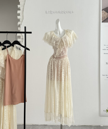 toroon 남쪽 법 dress 무거운 작업 레이스 여성 드레스 봄 여름 새로운 허리 수축 슬림해 보이는 길다 치마