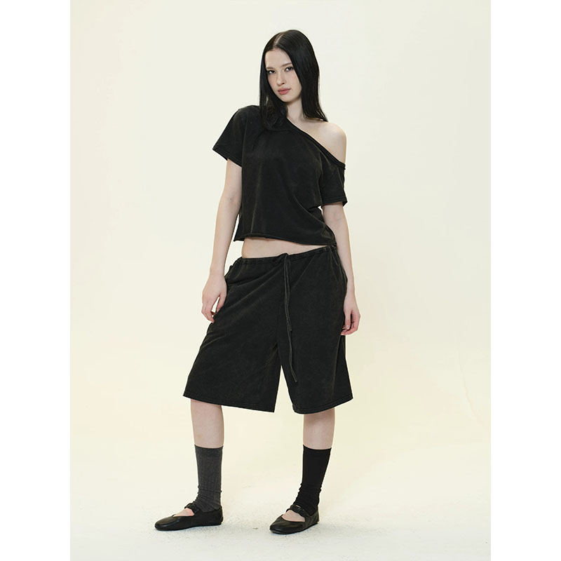 cozydoll 개 산책 착용 가져 가라. 프로 피부 편안함 자연 볼륨 측면 허리밴드 바지 티셔츠 행침 목 세트