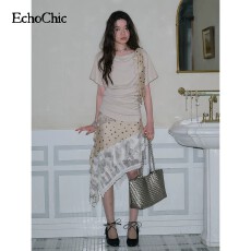 批发EchoChic「飞鸟诗集」<b class='q'>蝙蝠</b>袖t恤女短袖蝴蝶结设计感独特漂亮上衣