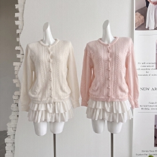 批发cheeseandkisses花间序曲 精纺羊毛幼马海 <b class='q'>手工</b>钩花宽松<b class='q'>毛衣</b>开衫