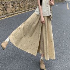 批发夏季冰丝波点半身裙裤宽松显瘦大码休闲裙裤