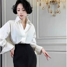 批发春秋新款高端时尚干练气质百搭长袖白<b class='q'>衬衫</b>职业高级感小香风<b class='q'>衬衫</b>