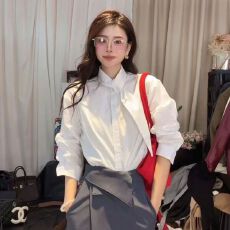 批发春秋新款时尚法式别致独特设计纯欲长袖<b class='q'>衬衫</b>宽松显瘦飘带<b class='q'>衬衫</b>