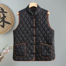 批发秋冬新款女式新款保暖显瘦立领新中式加厚棉马甲时尚显瘦百搭马甲