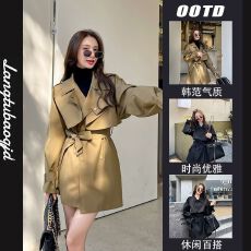 批发高品质高级感短款风衣 外套小个子2025<b class='q'>春秋</b>新款韩版收腰流行大衣