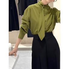 批发法式立领新款气质高端飘带长袖春秋新款百搭时尚<b class='q'>衬衫</b>