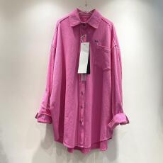 批发春秋新款中长款牛仔衬衫美式宽松大码300斤时尚显瘦牛仔衬衫<b class='q'>外套</b>