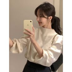 批发韩系高端小众高端小资大气上衣春秋新款高级感百搭泡泡袖<b class='q'>衬衫</b>