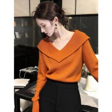 批发轻奢翻领气质百搭时尚高端独特时尚别致秋冬新款毛衣