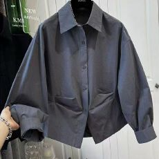 批发2026春秋新款时尚别致设计感收腰宽松高端显瘦长袖<b class='q'>衬衫</b>