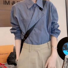 批发春秋时尚新款法式不规则小众POLO时尚高端长袖衬衫