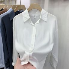 批发法式新款雪纺长袖百搭衬衫春秋新款韩版垂感时尚简约长袖衬衫