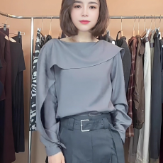 批发法式春秋新款荷叶边气质甜美高端长袖衬衫轻奢不规则高级质感上衣