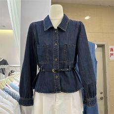 批发收腰显瘦牛仔长袖衬衫<b class='q'>春</b>秋新款 时尚设计感小众气昂一质