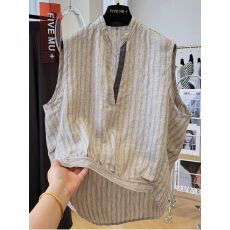 批发县级新款高端无袖衬衫宽松显瘦百搭减龄<b class='q'>复古</b>风衬衫