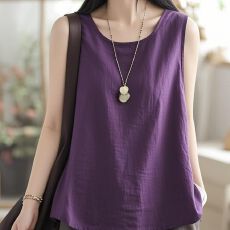 批发棉麻<b class='q'>大码</b>背心宽松显瘦简约<b class='q'>韩版</b>夏季通勒休闲上衣