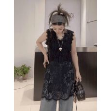 批发夏季新款韩系蕾丝背心裙轻熟气质休闲百搭宽松蕾丝背心裙