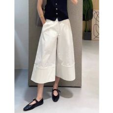 批发高腰女装夏季新款梨形遮肉显瘦阔腿大码宽松阔腿七分裤潮