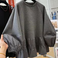 批发胖妹妹大码宽松显瘦圆领独特时尚圆领时尚气质高端长袖卫衣