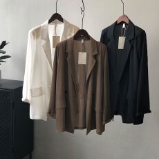 批发冰丝雪纺夏季薄款西装外套韩版宽松显瘦垂感防晒设计感小众上衣