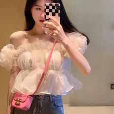 批发2026夏季新款一字肩法式梦幻气质少女范百搭泡泡袖上衣潮