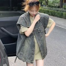 牛仔马甲外套宽松百搭气质时尚无袖上衣秋冬新款牛仔外套