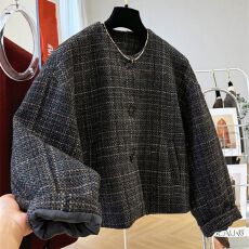 批发2026秋冬新款粗花呢高级感外套宽松显瘦百搭呢子大衣夹克外套