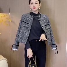 批发名媛风轻奢小香风高端气质拼接减龄甜美时尚外套春秋冬外套