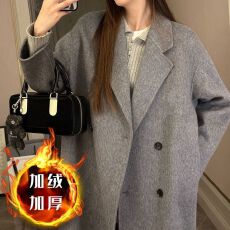 批发春秋冬新款韩系呢子<b class='q'>大</b>衣长款毛呢外套赫本风高端加绒时尚毛呢外套