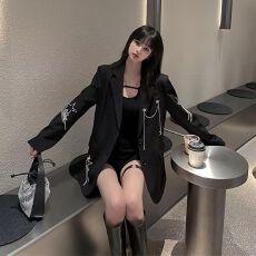批发<b class='q'>春</b>秋新品时尚高端气质女装外套喜哥同款流苏水钻链条名媛西装外套