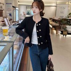批发小香风粗花呢子<b class='q'>外套</b>春秋冬韩版气质时髦高级感减龄呢子<b class='q'>外套</b>