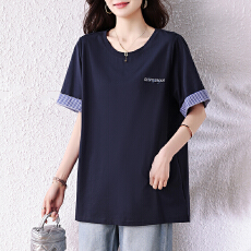 批发实拍<b class='q'>大码</b>女装2026夏季女装新款<b class='q'>胖</b><b class='q'>mm</b><b class='q'>显瘦</b>刺绣中长款短袖T恤上衣女