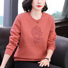 批发<b class='q'>妈妈装</b>2026春季新款圆领绣花长袖女高级感卫衣小众设计宽松上衣