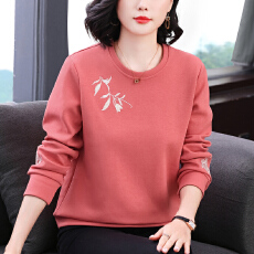 批发<b class='q'>妈妈装</b>2026春季新款圆领绣花长袖女高级感卫衣洋气上衣宽松遮肉