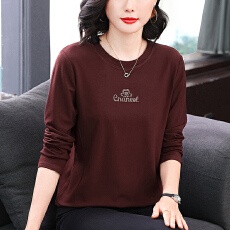 批发秋季2025新款烫钻洋气T恤女长袖<b class='q'>中年</b><b class='q'>妈妈装</b>宽松长袖休闲上衣女