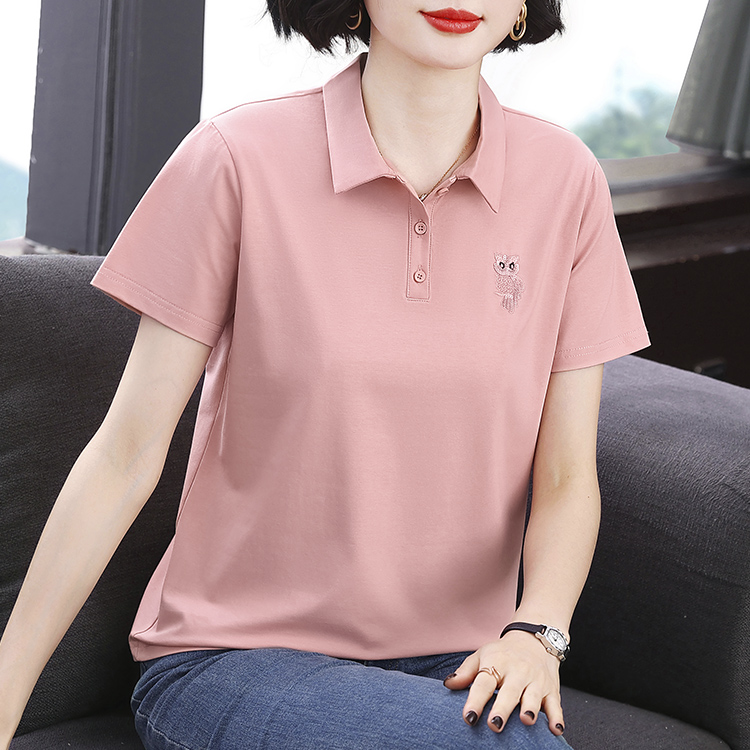 엄마 여름 드레스 2026 년 폴로 칼라 맨위 패션 루즈핏 배색 캐주얼 다용도 동정 표지 배 슬림해 보이는
